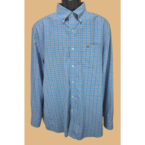 Southern Tide Mens Classic Fit Blue Plaid Dress Shirt Large
